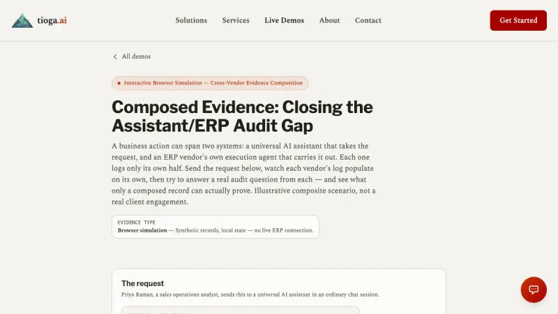 Screenshot of the Composed Evidence demo