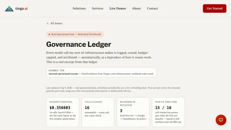 Screenshot of the Governance Ledger demo