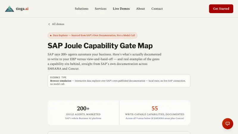 Screenshot of the Joule Capability Gate Map demo
