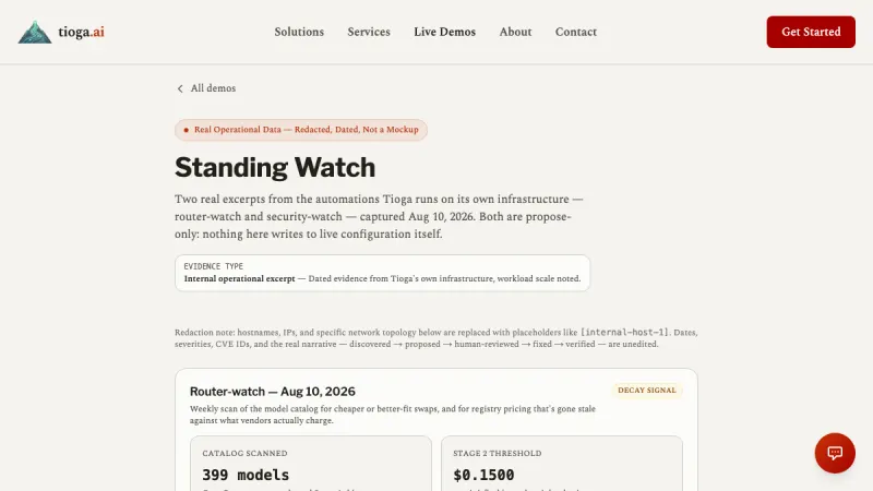 Screenshot of the Standing Watch demo